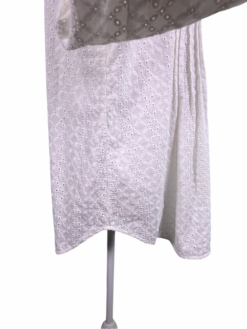 Fever White Eyelet Embroidered Pintuck Button Front Boho Tunic Blouse S - Picture 7 of 11